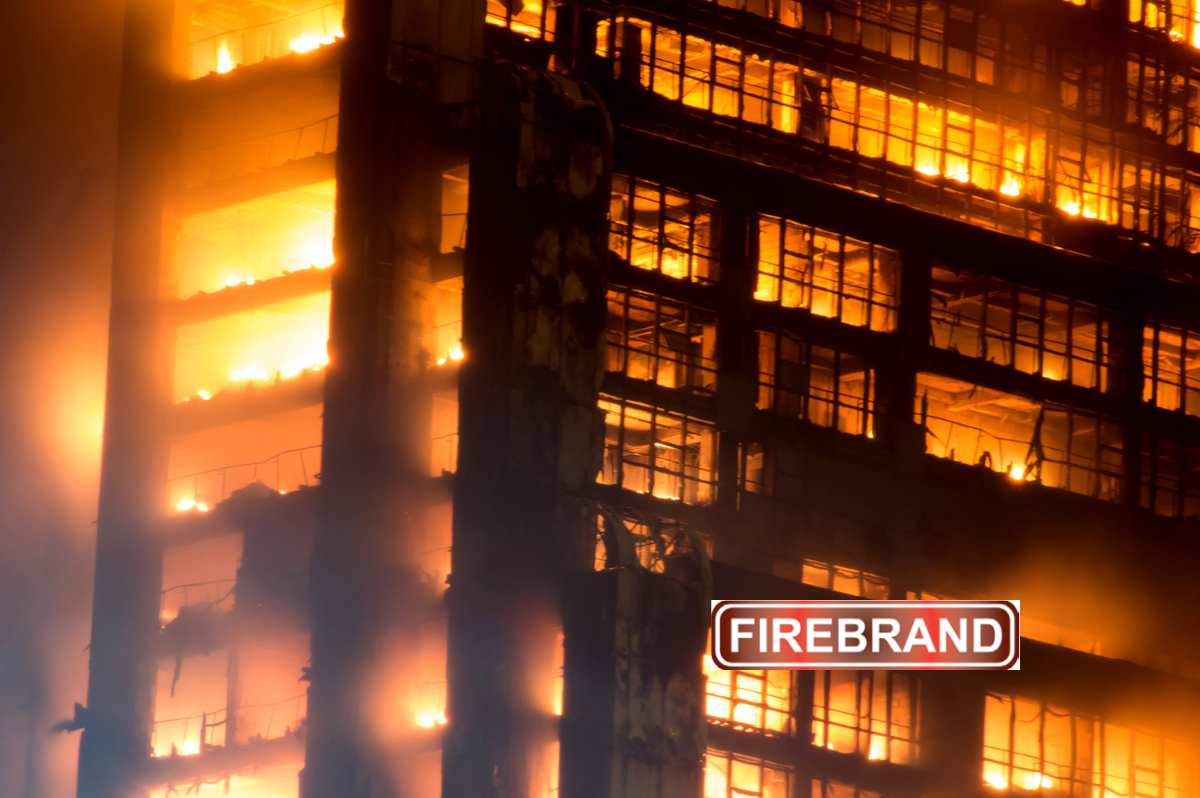 A building on fire